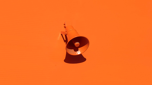 Megaphone with orange background